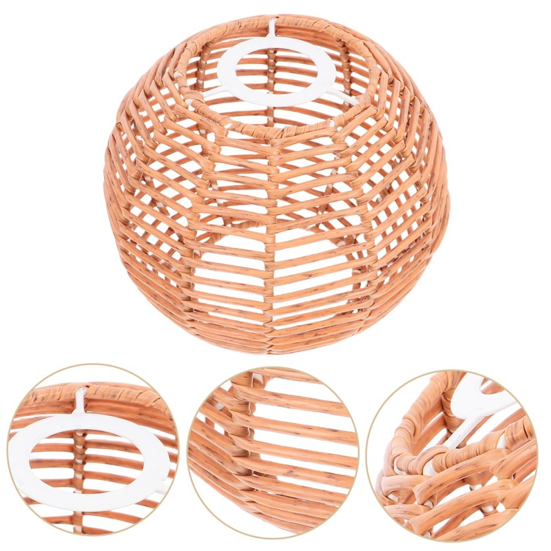 CAXUSD Floor Lamp Rattan Shade Plastic Wicker Ceiling Light Retro