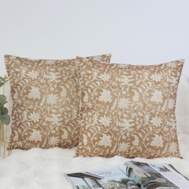 OYIMUA 2 Pack Cushion Covers 45 x 45 Linen Outdoor Cushions Square Decorative Pillow Covers 18x18 for Sofa Bed Garden-Neutral Colour