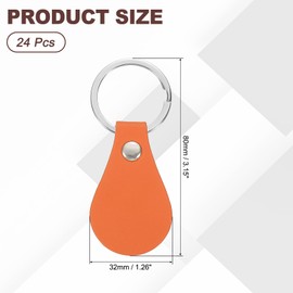 PATIKIL 24Pcs Leather Key Fob Kit, Round PU Leather Keychain Blanks with Rivets and Key Rings Key Chains Bulk for DIY Craft Laser Engraving, Orange