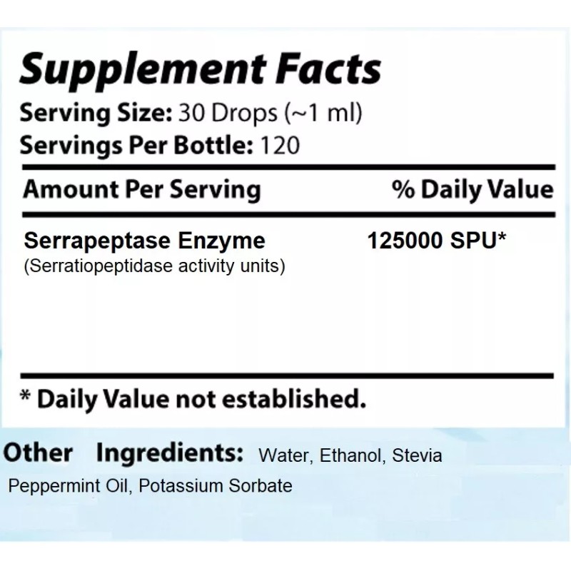 Absonutrix Liquid Serrapeptase 125000 SPU and 250000 SPU combo 4flOz