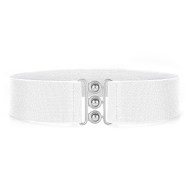 VONMELLI Wide Stretch Belts for Women - Ladies Elastic Waistband Stretchy Waist Belt for Dresses White M