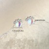 Dainty CZ Moonstone Paw Stud Earrings for Women Silver Plated