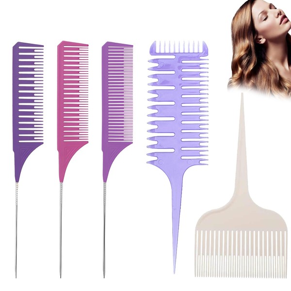 5 Pieces Hair Comb Handle Comb Needle Handle Hairdresser Comb