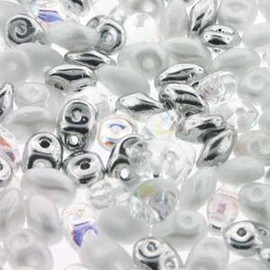 SuperDuo White Wedding Mix 2.5x5mm 2 Hole Beads Czech Glass Seed Beads 100 Gram Bag