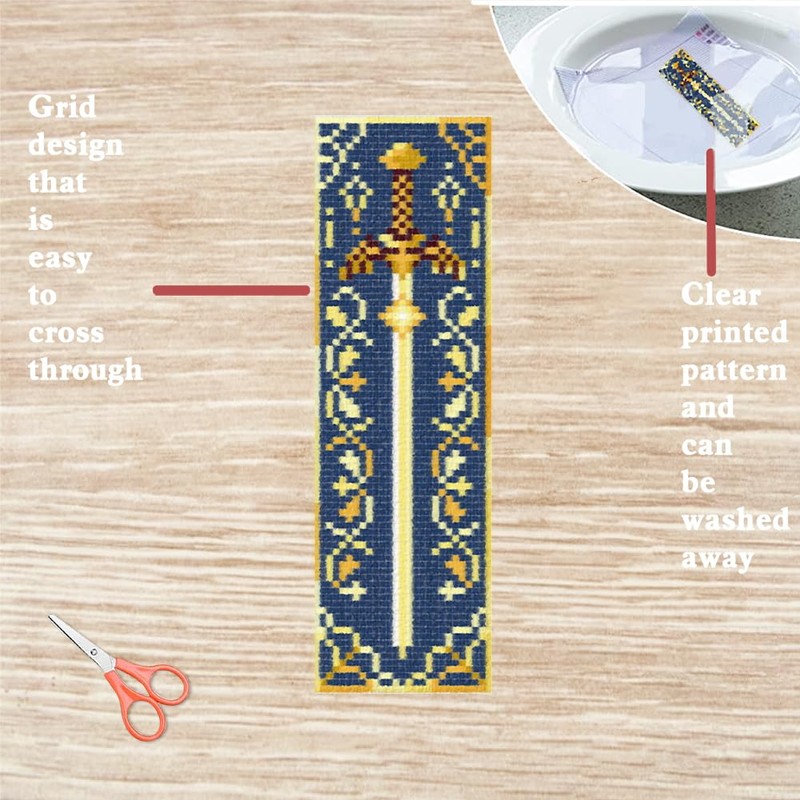 FREEBLOSS 6 PCS Cross Stitch Bookmark Kits for Beginner Stamped