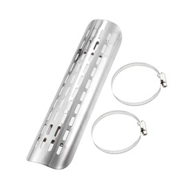 REPAIROCK 1 Set Universal Motorcycle Exhaust Heat Shield Chrome Exhaust Pipe Heat Insulation Shield Muffler Guard with 20-70mm Clamps Silver Tone Auto Replacement Parts