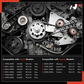 A-Premium Engine Serpentine Belt Drive Kit Compatible with Toyota 4Runner 2003-2009, Tundra 2000-2006, Sequoia 2001-2008, Land Cruiser & Lexus GS400, GS430, GX470, LS430, LX470, SC400, 4.0L 4.3L 4.7L