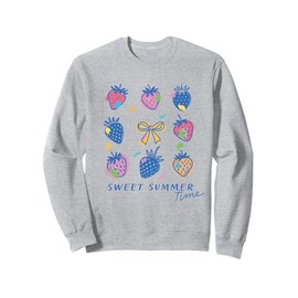 Colorful Strawberries and Bow Illustration Sweet Summer Time Sweatshirt