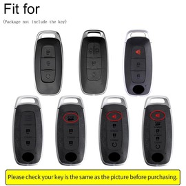 ontto 3/4/5 buttons Key Fob Cover Fit for Nissan Rogue Pathfinder X-trail Versa Kicks Ariya Qashqai Teana 2023 2024 Alloy Leather Smart Key Shell case keyring Key holder keychain accessories Red A