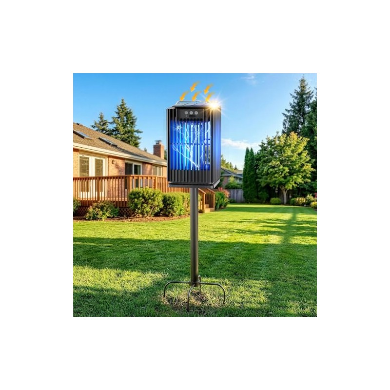 Outdoor Solar Bug Zapper-4200V Cordless Electric Mosquito Zapper with Waterproof