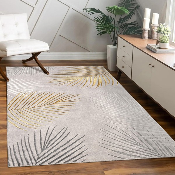 Paco Home Designer Rug with Textured Palm Leaf Pattern in