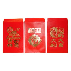 3 X Chinese Red Envelopes, pack of 50 in 3 designs