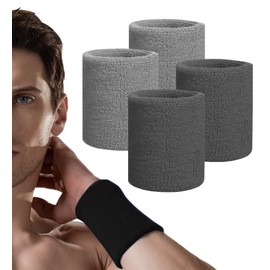 Wristbands, Sweat Absorbent, Quick Drying, Set of 4, Sports Bands, Sweatproof, Stretchy, Breathable, Antibacterial, Odor Resistant, Wrist Supporter, Reduces Fatigue, Skin Friendly, Lightweight, Wrist
