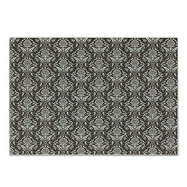 Ambesonne Damask Cutting Board, Wildflowers with Symmetric Leaves Vintage Arrangement Curls and Swirls Design, Decorative Tempered Glass Cutting and Serving Board, Small Size, Dark Brown Cream