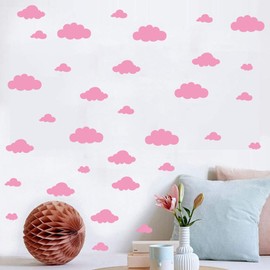 4-10 Inch Different Size Multi Clouds Wall Decal -Clouds Baby Decal-Kids Bedroom Decoration Clouds-Removable DIY Home Decor Wall Stickers (Pink)