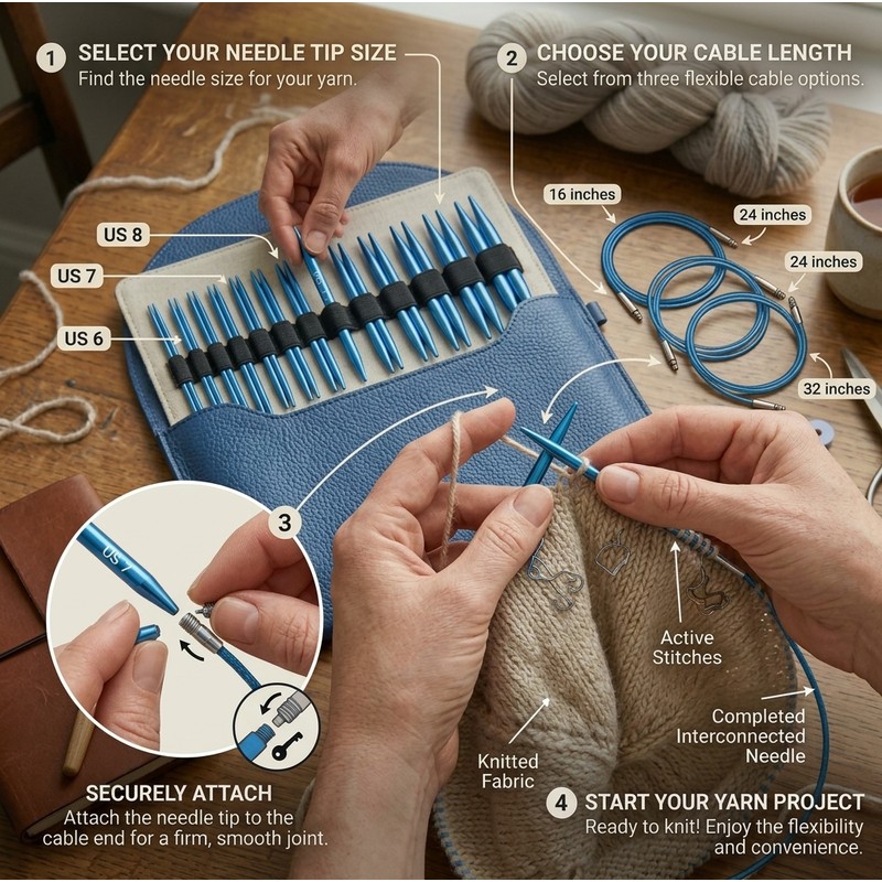 Aluminum Circular Knitting Needles for Yarn Projects – Detachable Design