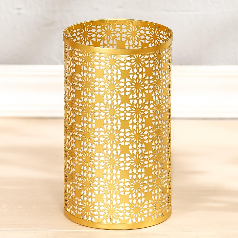 MOCOME Small Metal Garbage Can, Decorative Fans Waste Basket, Elegant