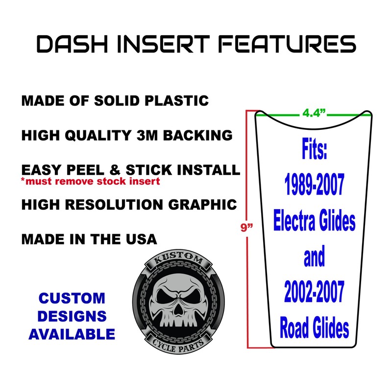 Kustom Cycle Parts Aftermarket Keep Quiet Skull Plastic Dash Panel