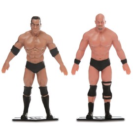 FleXfigs: The Rock & Stone Cold Steve Austin - 2 Character Pack - Articulated Action Figures, Flex It - Pose It!, Collectible Toy Miniatures, Kids 3+