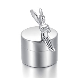 AIWENXI Urn for Ashes Angel Cremation Urns for Human or Pet Ashes- Stainless Steel Handcrafted Decorative Urns for Funeral(Silver)