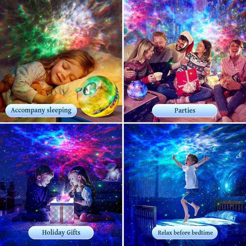 PIKOY Galaxy Projector,105 Light Modes Star Projector Light,15 White Noises+5.3