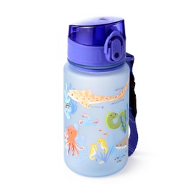Puckator Mariniverse Pop Top 350ml Shatterproof Children's Bottle - Reusable Insulated Active Water Bottle Flask For Girls And Boys With A Carry Handle & Straw - Bpa Free - For School Nursery