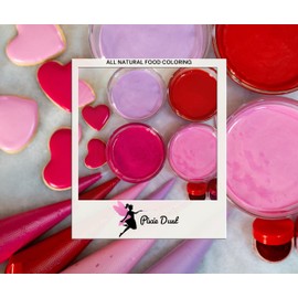 All-Natural Food Coloring Powder Set - Red, Pink, Deep Pink, & Purple. | Perfect for spring cake decorating, cookie Frosting, Icing & Drinks | Dye-Free, Plant-Based, Kosher, Flavorless | No Carmine, No Annatto, No Propylene Glycol | By Pixie Dust | Medium .20 oz Each Color .80 oz- 22 gr Total.