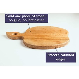 ECOSALL Apple-shaped Solid Wood Cutting Board With Handle For Fruit and Veggies – Small Wooden Bread Board, Cheese Serving Platter, Round Charcuterie Board – 100% Natural, Reversible, Presentable
