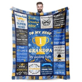 Grandpa Birthday Gifts from Grandkids 50 x60 Inch Thoughtful Soft Throw Blanket, for Bed Sofa Napping Christmas Thanksgiving Anniversary for Grandpa Grandfather