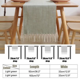 Table Runner, Rustic Linen Table Runner with Handmade Tassel Boho Woven Dining Table Decor for Party Wedding Dining Table