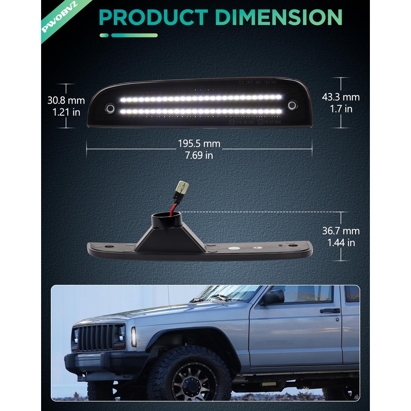 PWOBVZ White LED Front Side Marker Light for Jeep Cherokee