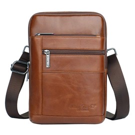 Xieben Leather Shoulder Crossbody Travel Bag for Men Women, #03 brown