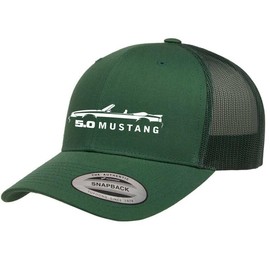 1987-93 Ford Mustang GT 5.0 Convertible Fully Embroidered Yupoong 6606 Snapback Trucker Fitted Cap Forest