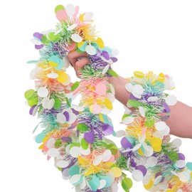 Guirnalda de oropel de Pascua de 33 pies con guirnalda de oropel metálica colorida con confeti para decoración de fiesta de Pascua, puerta, árbol, decoración interior y exterior