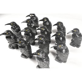 3.1" Black Onyx Raven Hand Carved Decorative Crystal Crow Figurine Natural Mineral Sculpture Collectible Stone Bird Statuette - Peru