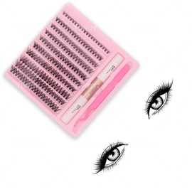 DIY Eye Lashes 200pcs with Bond and Seal plus Tweezer Kit 8mm to 16mm Individual Cluster