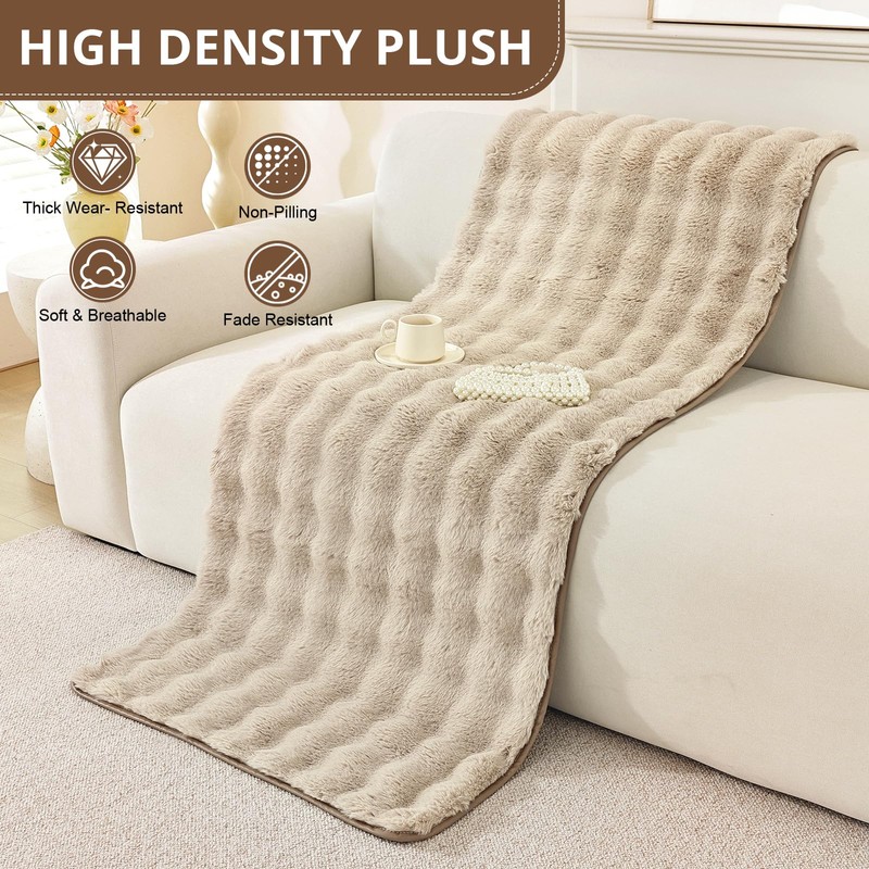 OstepDecor Faux Fur Couch Covers for Sofa, Soft Plush Sofa