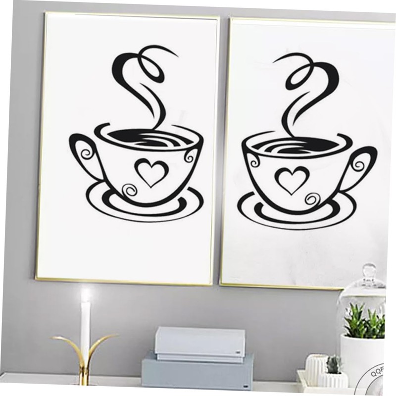 KONTONTY Sticker Wall Decals 5 Pack Cup Stickers 31x19cm Black