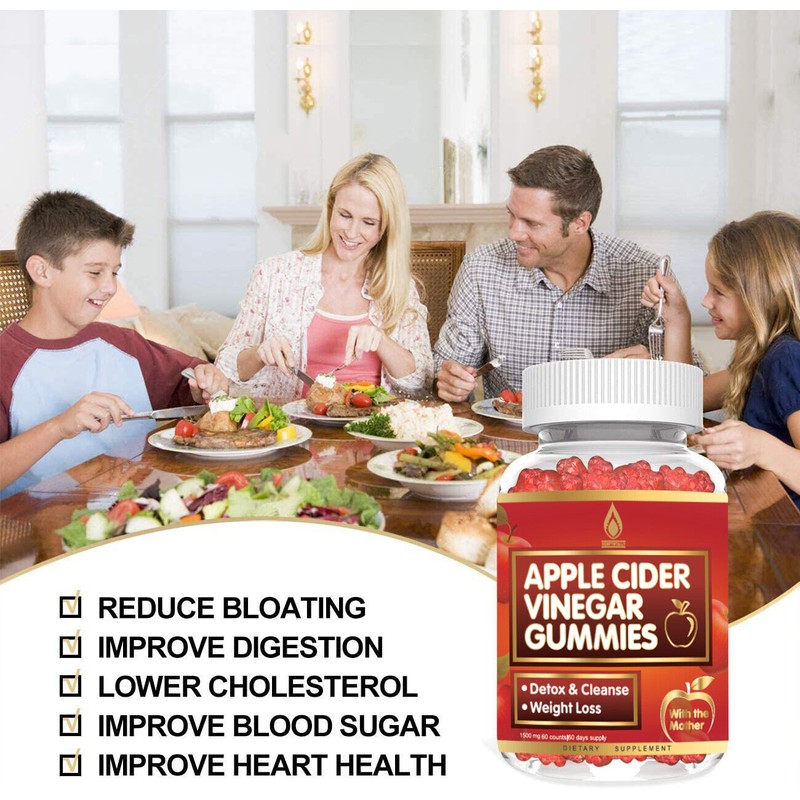 HempTotally Apple Cider Vinegar Gummies with Mother for Weight, Detox