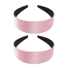 FOMIYES 2 Piezas Diadema Ancha De SatéN Rosa Banda Para El Cabello Accesorios Para Mujeres Y Niñas Tocado Creativo De Color SóLido Para Fiesta Y Uso Diario