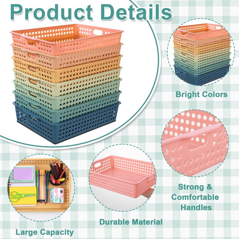 8 Pack Boho Plastic Turn in Paper Trays for Classroom