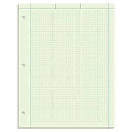 TOPS Engineering Computation Pad, 8-1/2" x 11", Glue Top, 5 x 5 Graph Rule on Back, Green Tint Paper, 3-Hole Punched, 100 Sheets (35500)