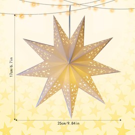 KUWUNG 3D Paper Star Christmas Star for Hanging, 60 cm LED Christmas Stars with Lighting, Luminous Stars Christmas Window with E14 Socket, Hanging Christmas Decoration Luminous Star with 3 m Cable