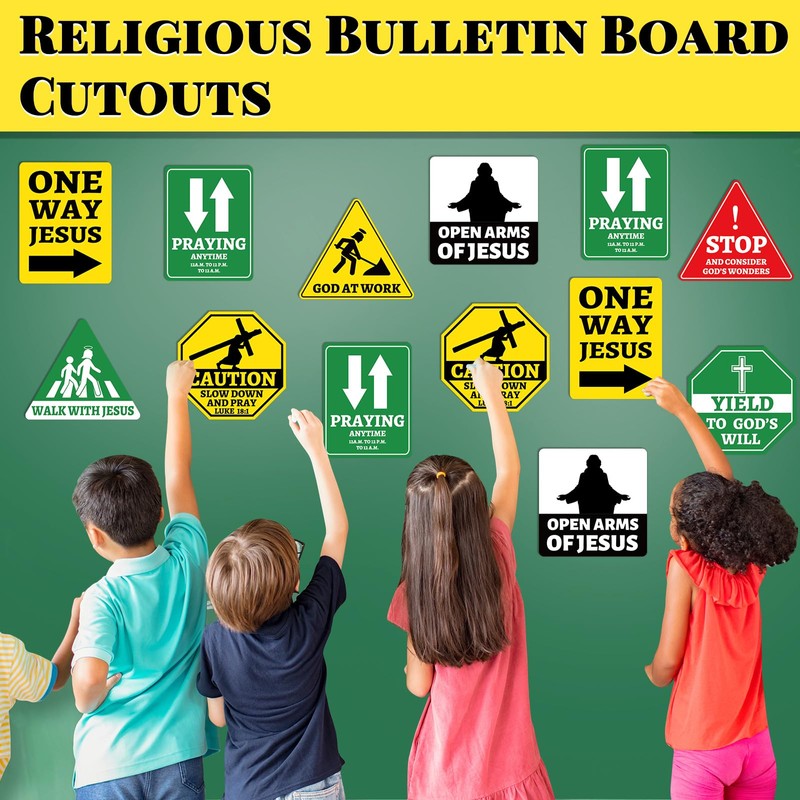 27PCS Religious Cutouts Jesus VBS Construction Traffic Road Sign for