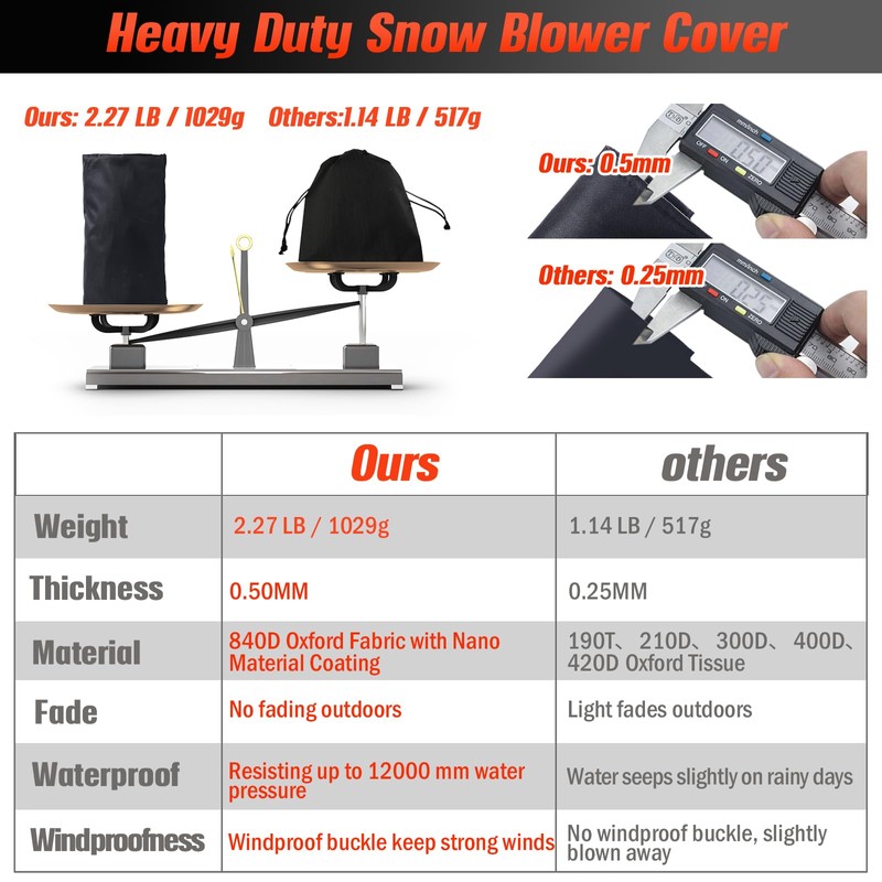 Snow Blower Cover,Heavy Duty 840D Snowblower Covers Waterproof Outdoor with