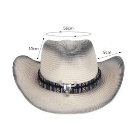 Straw Cowboy Sun Hat for Men Women Cowgirl Summer Fedora Beach Panama Western Cap UPF 50+ Shapeable Brim Cap with Bull Belt, Black, One Size