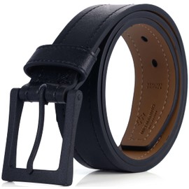 Marino Avenue Men's Belt, Leather Casual Belt, Looks Great with Jeans, Khakis, Dress - With Classic Single Prong Buckle - Solid - Deep Charcoal - 40 (Waist: 38)