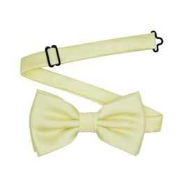 BEWDIO Adjustable Bow Ties for Men, Classic Solid Color Pre-Tied Bowties for Mens Wedding Party, Light Yellow, 4.72''x2.56''
