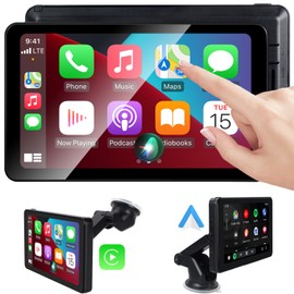 Compatible Wireless Apple CarPlay Android Auto Screen for Car, 7" Touch Screen Naivgation Car Stereo Portable CarPlay Bluetooth Mirror Link, Siri, AirPlay, AUX, Voice Assistant