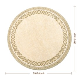 Asrug Round Rug 2ft Non Slip Machine Washable Soft Throw Rug Brown Low Pile Carpet Small Circle Accent Rug 2x2 Living Room Office Playroom Entryway Rugs Hallway Area Rug